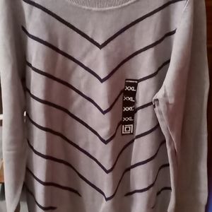 Long sleeve sweater, gray and navy blue